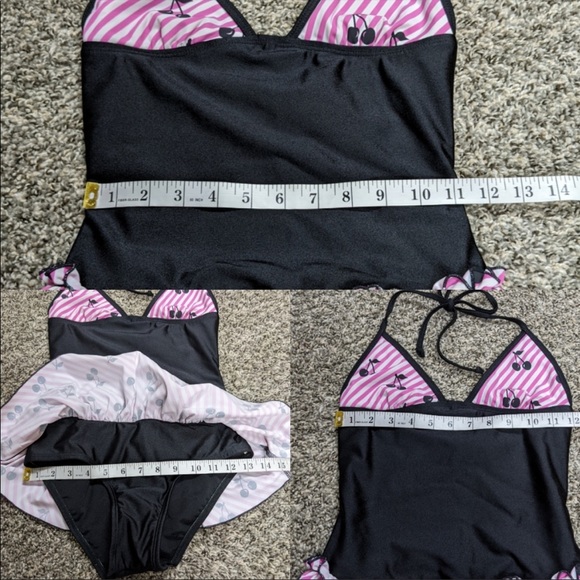 Bettie Paige one piece bathing suit, cherries, ruffled skirt - pin up - retro - Picture 7 of 8